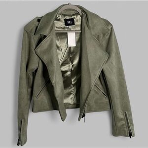 KUT from the Kloth-Jackie Moto Jacket-size Medium-Celery-NWT-retails $129